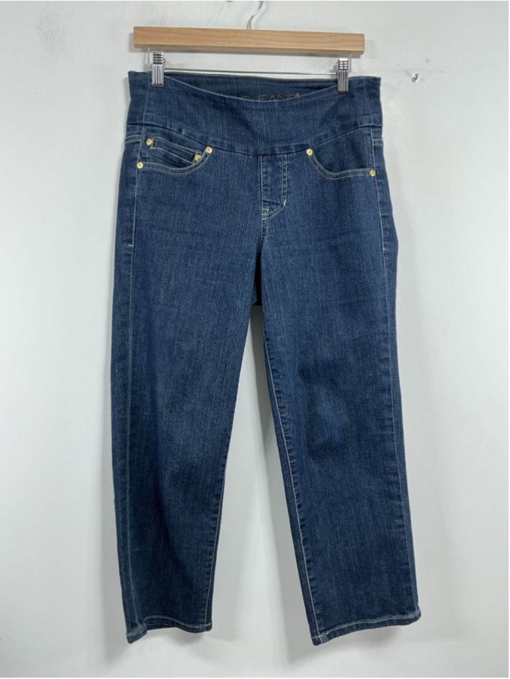 Womans Excellent Jag Pull On Capri Blue Jeans Size 6 Waist 30. 7218/C-5